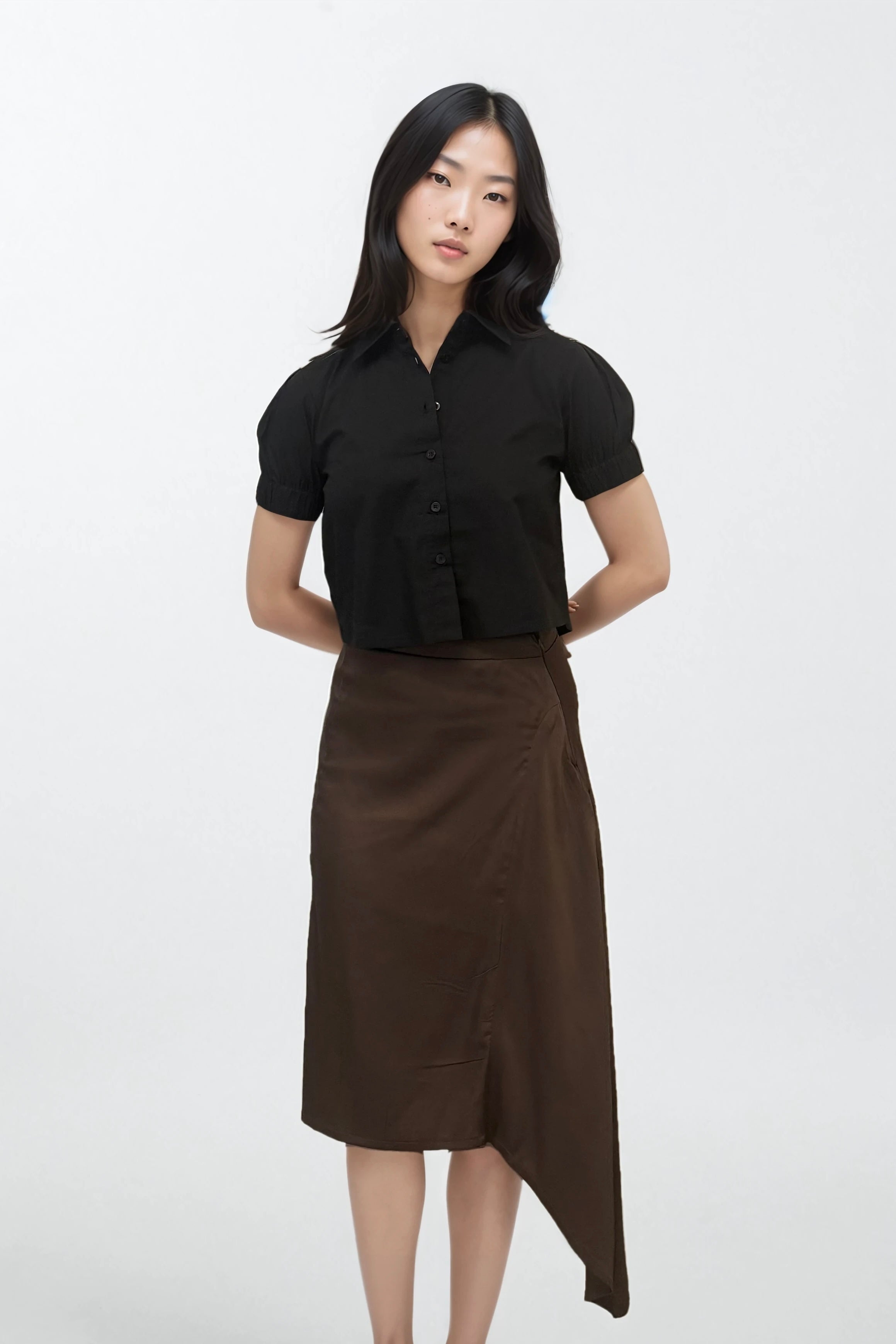 Chocolate Asymmetric Hem Skirt