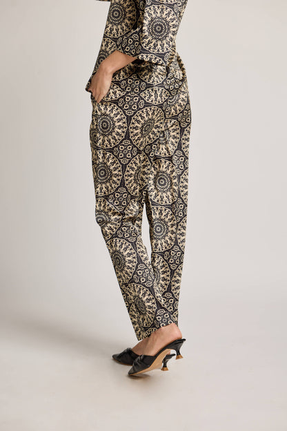 Mandala Black Printed Pants