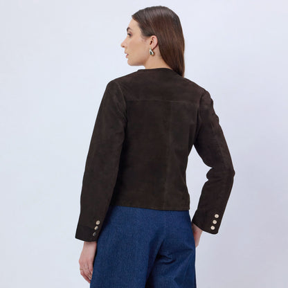 CHOCOLATE BROWN GENUINE SUEDE JACKET