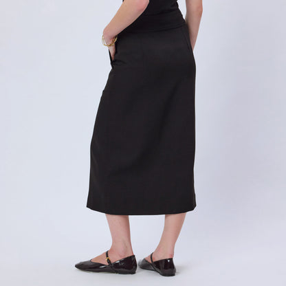 BLACK PENCIL MIDI SKIRT