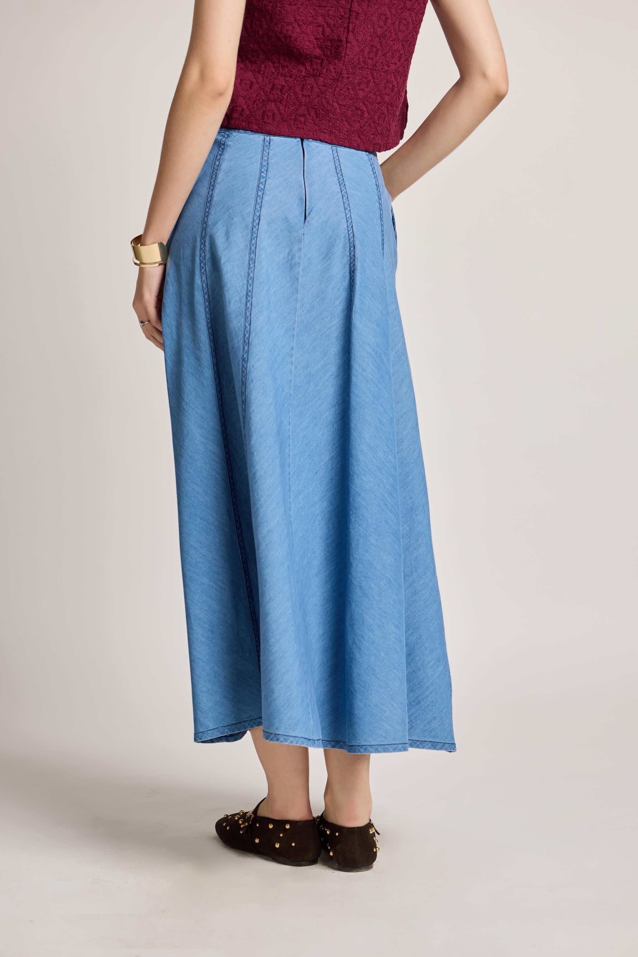 Mid Wash A-Line Denim Skirt