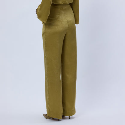 GOLDEN SATIN STRAIGHT LEG PANTS
