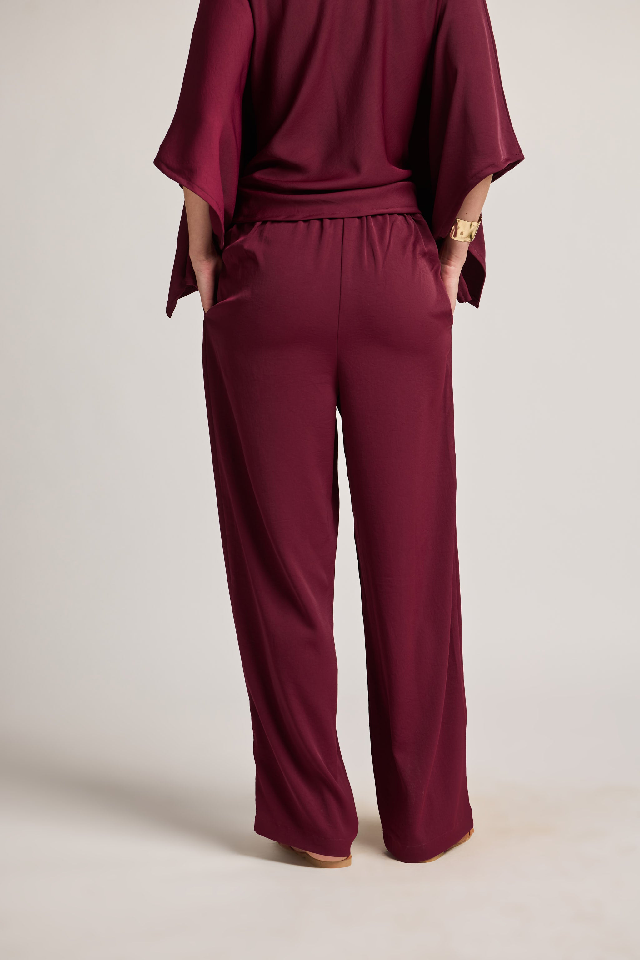 Maroon Pleated Waist Pants