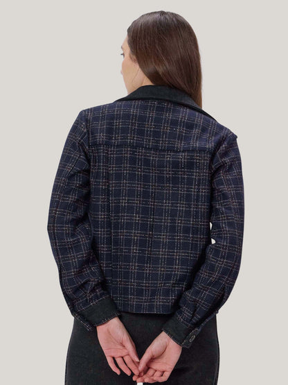 DENIM AND CHECKS TWEED JACKET