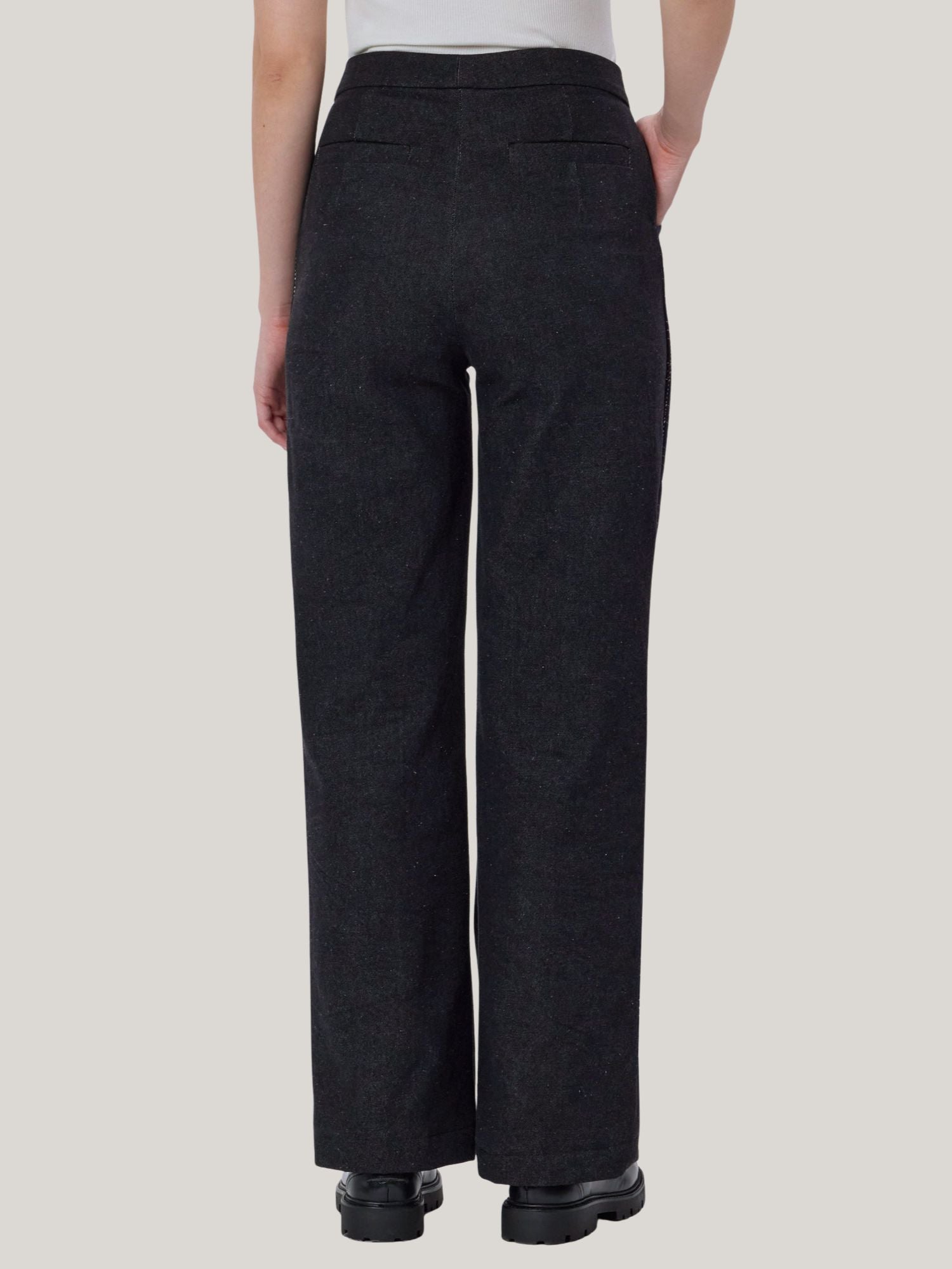 DENIM AND CHECKS TWEED PANTS