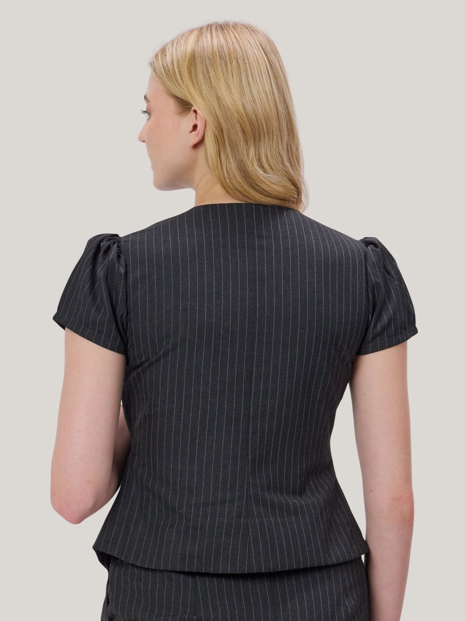 PINK AND GREY PINSTRIPE TOP