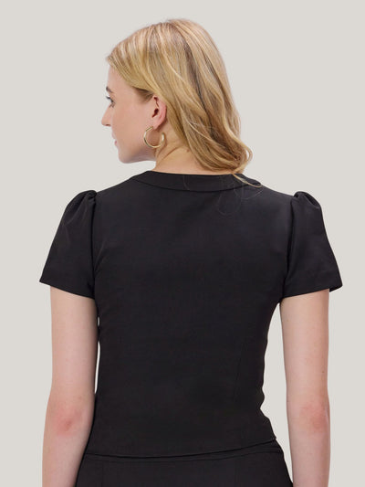 BLACK BUTTONED CORSET TOP