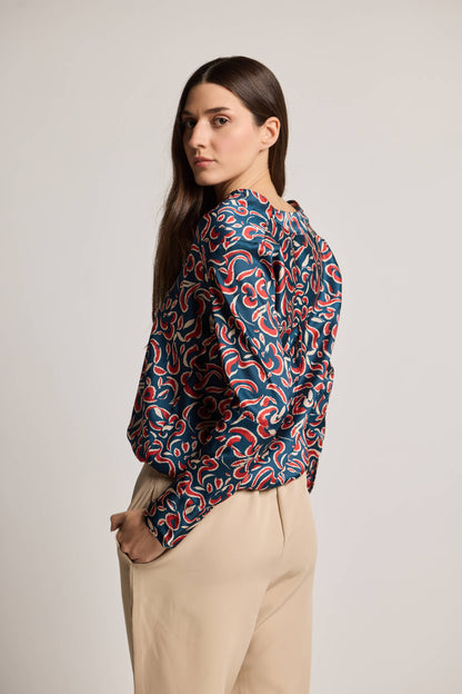 Blue Abstract Printed Top