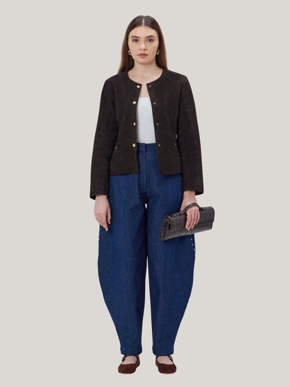 CHOCOLATE BROWN GENUINE SUEDE JACKET