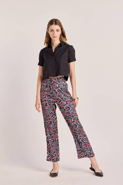 Blue Abstract Printed Pants