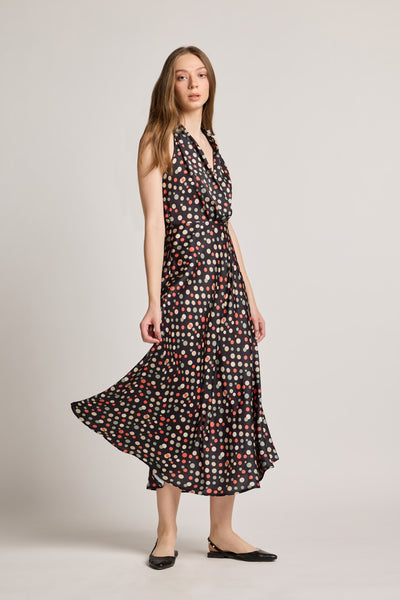 Polka Gems Printed Halter Neck Dress