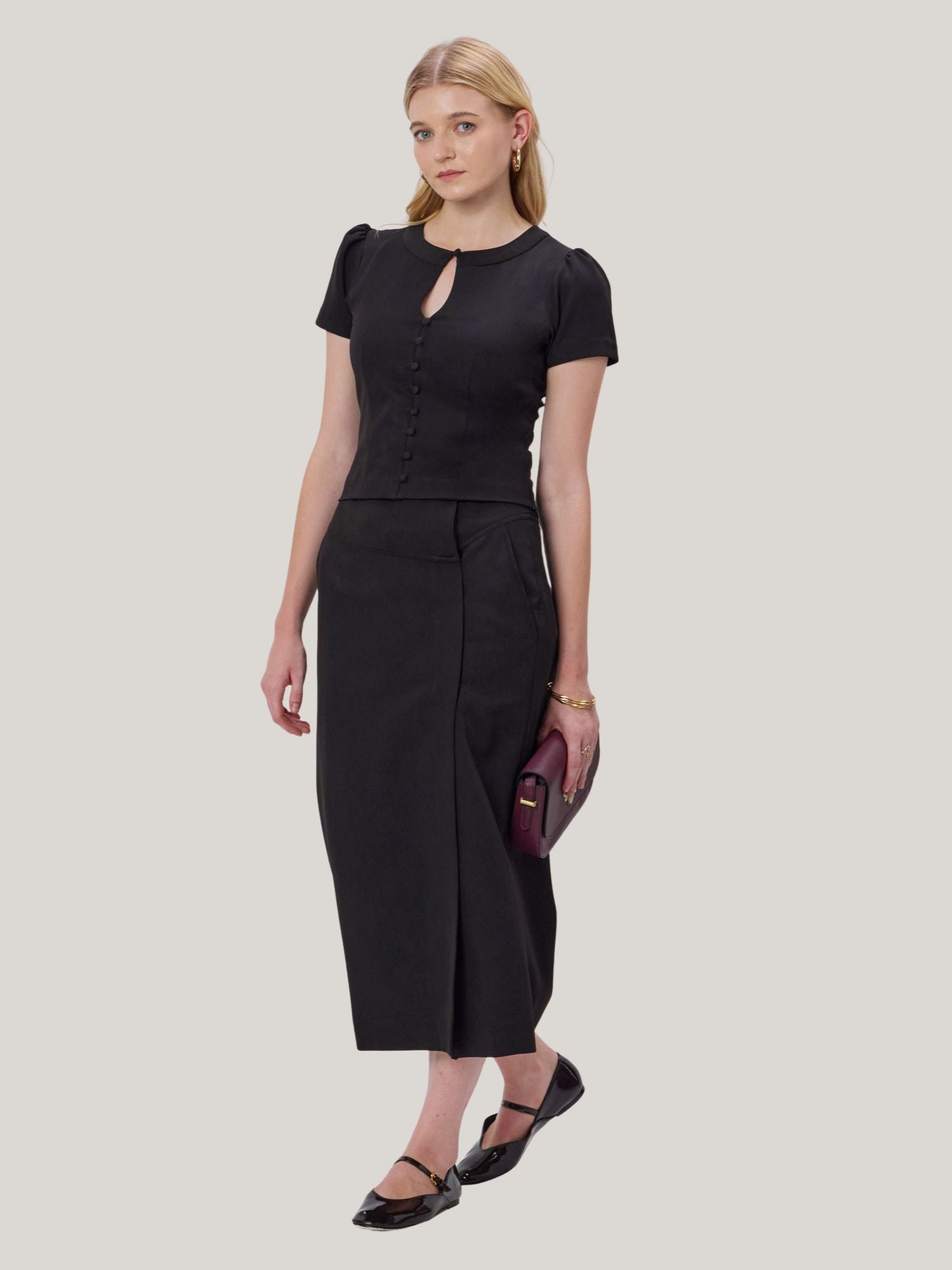 BLACK BUTTONED CORSET TOP