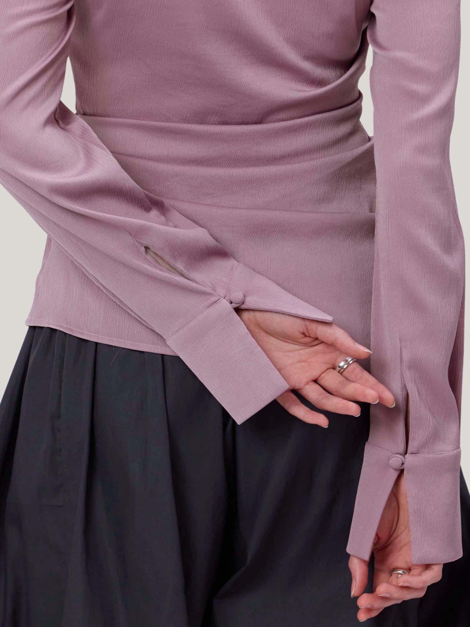 PINK SATIN COLLARED TOP