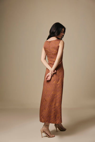 Fall Floral Printed Viscose Square Neck  Maxi Dress