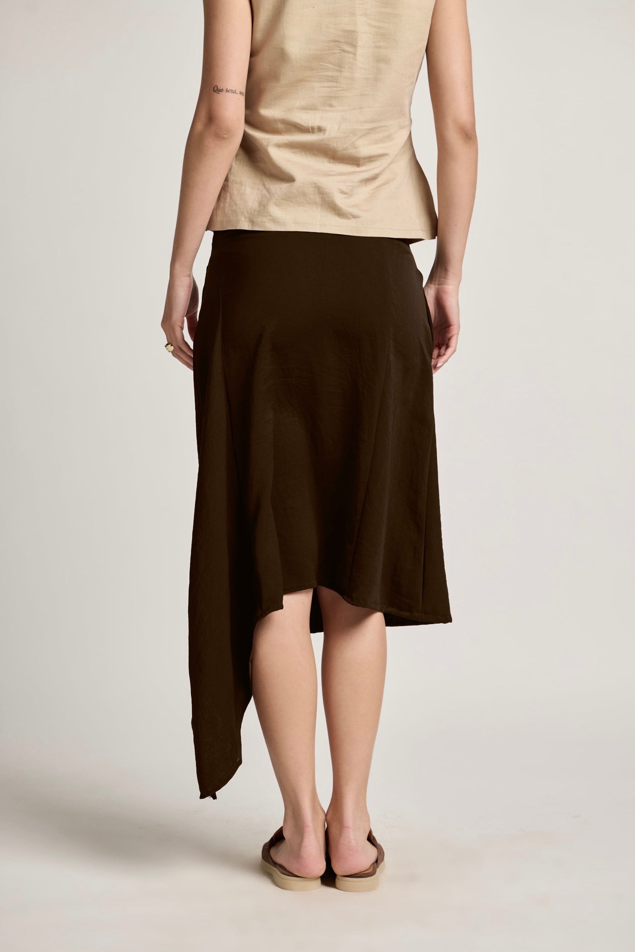 Chocolate Asymmetric Hem Skirt
