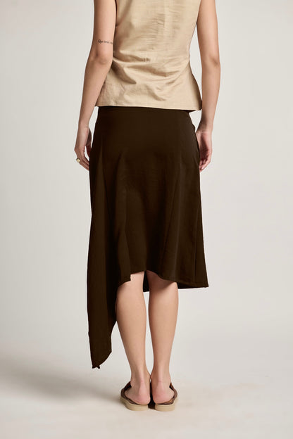 Chocolate Asymmetric Hem Skirt