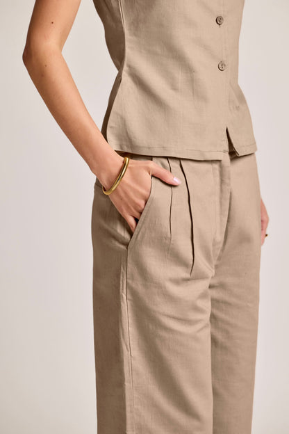 Beige Cotton Linen Pants