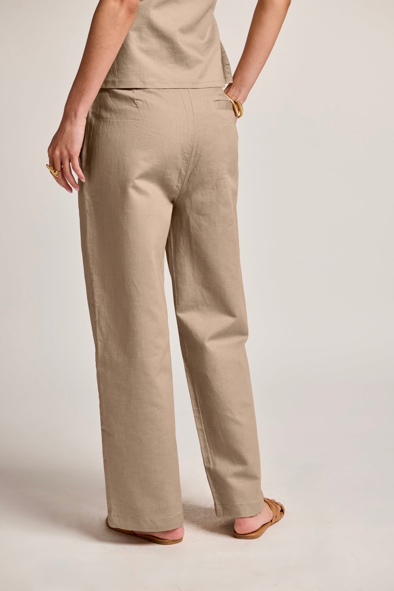 Beige Cotton Linen Pants